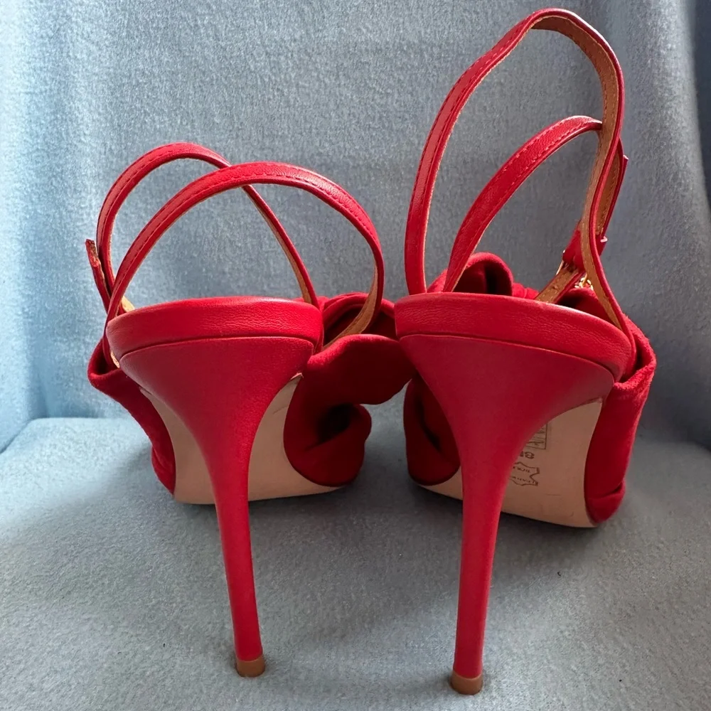 Tory Burch Eleanor 105MM Suede Knotted Sandal In Brilliant Red